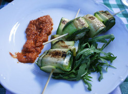 Grilled zucchinis stuffed with gorgonzola